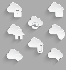 Image showing Cloud icon set white plastic lock