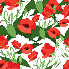 Image showing Red poppies seamless vector