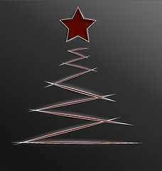 Image showing Christmas tree paper cut lines