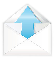 Image showing White envelope blue arrow out