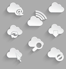 Image showing Cloud icon set white plastic e mail