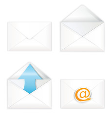 Image showing White open closed envelope icon set