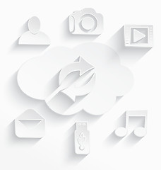 Image showing White cloud computing symbols arrows