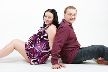 Image showing Young happy couple. Husband and pregnant wife