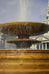 Image showing Detail of water fountain in Trafalgar square London