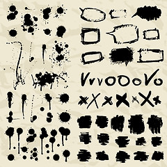 Image showing Ink splatters. Grunge design elements collection.