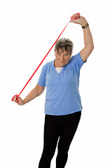 Image showing Senior woman stretching