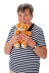 Image showing Senior woman with teddy