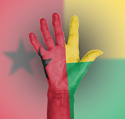 Image showing Palm of a woman hand, painted with flag