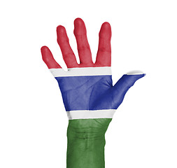 Image showing Palm of a woman hand, painted with flag