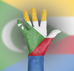 Image showing Palm of a woman hand, painted with flag