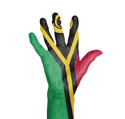 Image showing Palm of a woman hand, painted with flag