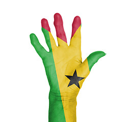 Image showing Palm of a woman hand, painted with flag