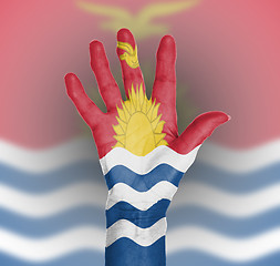 Image showing Palm of a woman hand, painted with flag