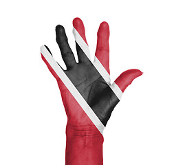 Image showing Palm of a woman hand, painted with flag