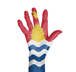 Image showing Palm of a woman hand, painted with flag