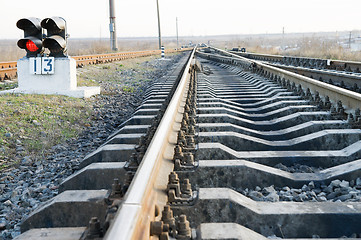 Image showing railway with stop signal lamp