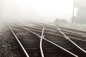 Image showing Railway in fog 