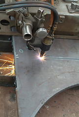 Image showing Cutting of a steel plate