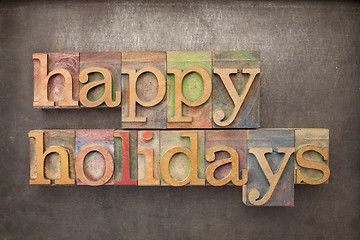 Image showing happy holidays in wood type