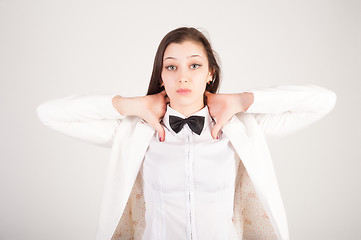 Image showing stressed and depressed young businesswoman