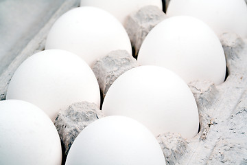 Image showing Extreme closeup of a dozen eggs