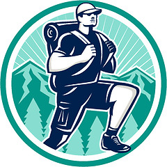 Image showing Hiker Hiking Mountain Retro