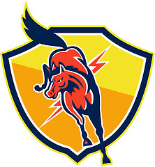 Image showing Red Horse Jump Lightning Bolt Shield Retro