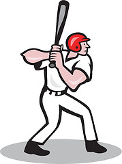 Image showing Baseball Player Batting Side Cartoon