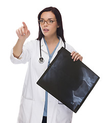 Image showing Female Doctor or Nurse Pushing Button or Pointing, Copy Room