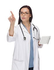 Image showing Female Doctor or Nurse Pushing Button or Pointing, Copy Room