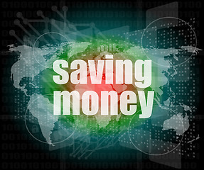 Image showing saving money on digital touch screen interface