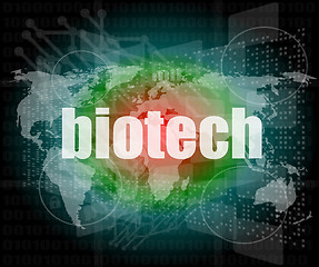 Image showing biotech words on digital touch screen interface