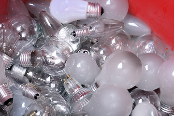 Image showing Old Light Bulbs in garbage can