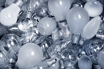 Image showing Old Light Bulbs in  garbage can