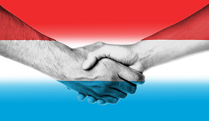 Image showing Man and woman shaking hands