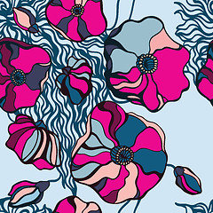Image showing Abstract Flowers background. Seamless pattern