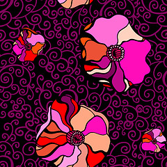 Image showing Pink  poppies on a black background