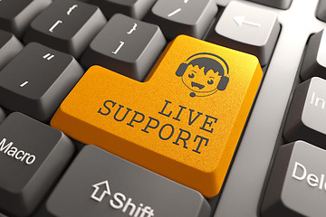 Image showing Live Support on Orange Keyboard Button.