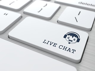 Image showing Live Chat on White Keyboard Button.