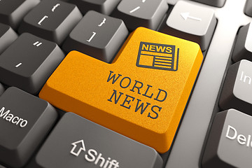 Image showing World News Concept on Orange Keyboard Button.