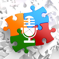 Image showing Microphone Icon on Multicolor Puzzle.
