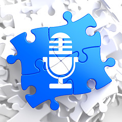 Image showing Microphone Icon on Blue Puzzle.