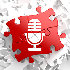Image showing Microphone Icon on Red Puzzle.