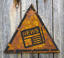 Image showing News Concept on Rusty Warning Sign.