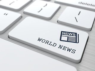 Image showing World News Concept on white Keyboard Button.