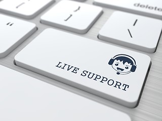 Image showing Live Support on White Keyboard Button.