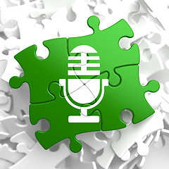 Image showing Microphone Icon on Green Puzzle.