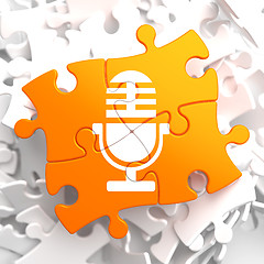 Image showing Microphone Icon on Orange Puzzle.