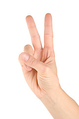 Image showing Hand simulating victory sign